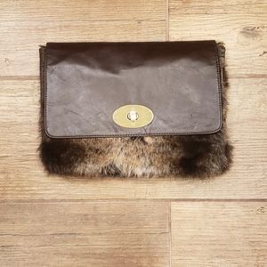Deena & Ozzy faux fur leather clutch